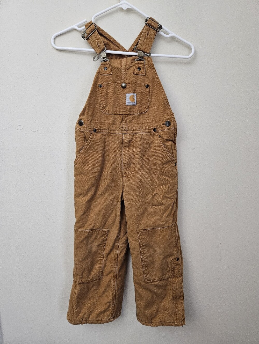 Carhartt Kids Tan Brown  Overalls with Front Pocket Size 6